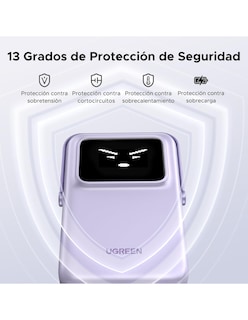 Foto 7 | Batería Portatil Magsafe 7.5w Mini 10,000mah Ugreen Con Pantalla Tft Morado