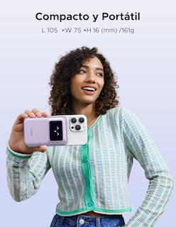 Foto 8 | Batería Portatil Magsafe 7.5w Mini 10,000mah Ugreen Con Pantalla Tft Morado