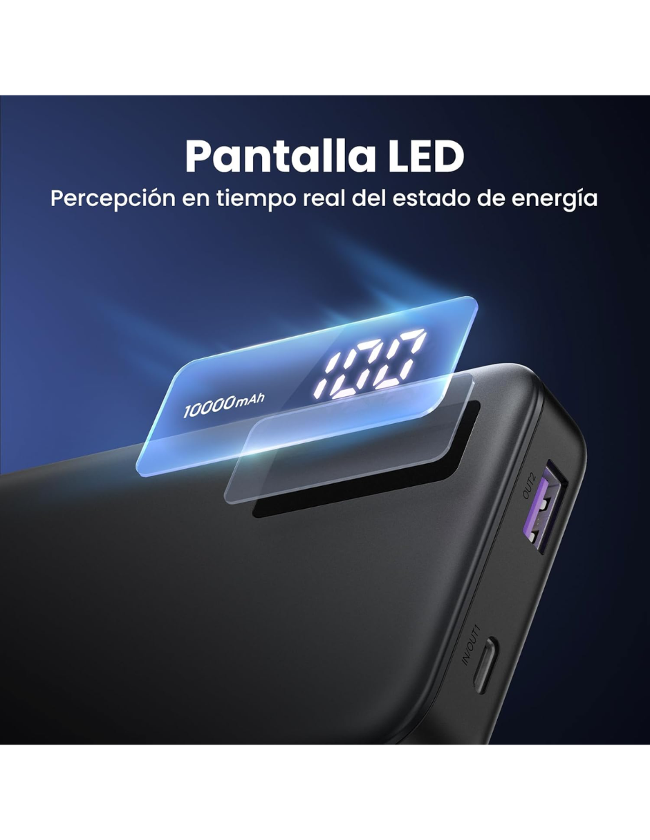 Foto 5 | Batería Portatil 10,000mah Pb311 Ugreen Usb C 20w Pantalla Led Negro