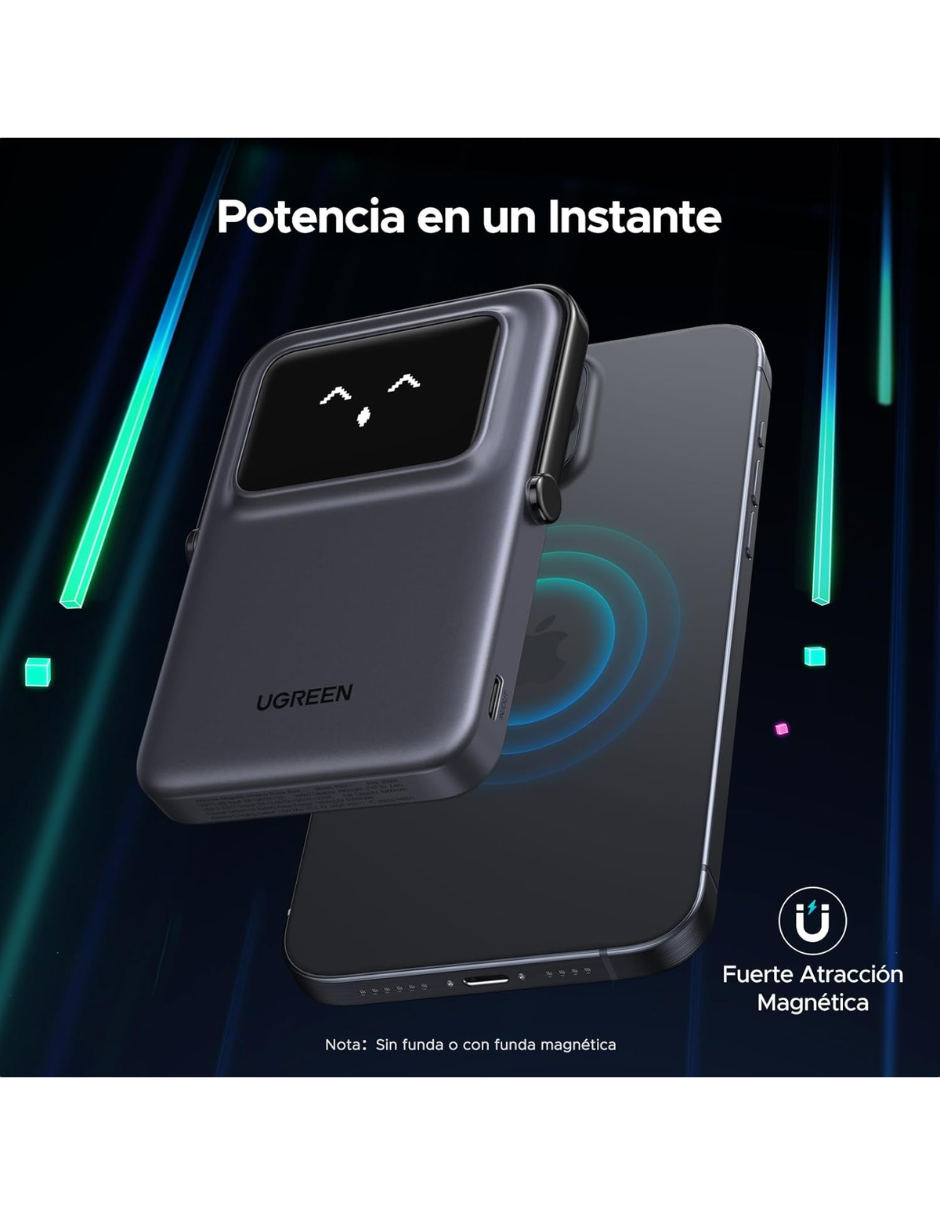 Foto 4 pulgar | Batería Portatil Magsafe 7.5w Mini 10,000mah Ugreen Con Pantalla Tft Gris