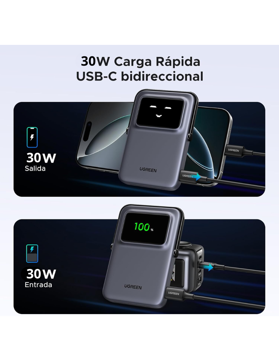 Foto 5 pulgar | Batería Portatil Magsafe 7.5w Mini 10,000mah Ugreen Con Pantalla Tft Gris
