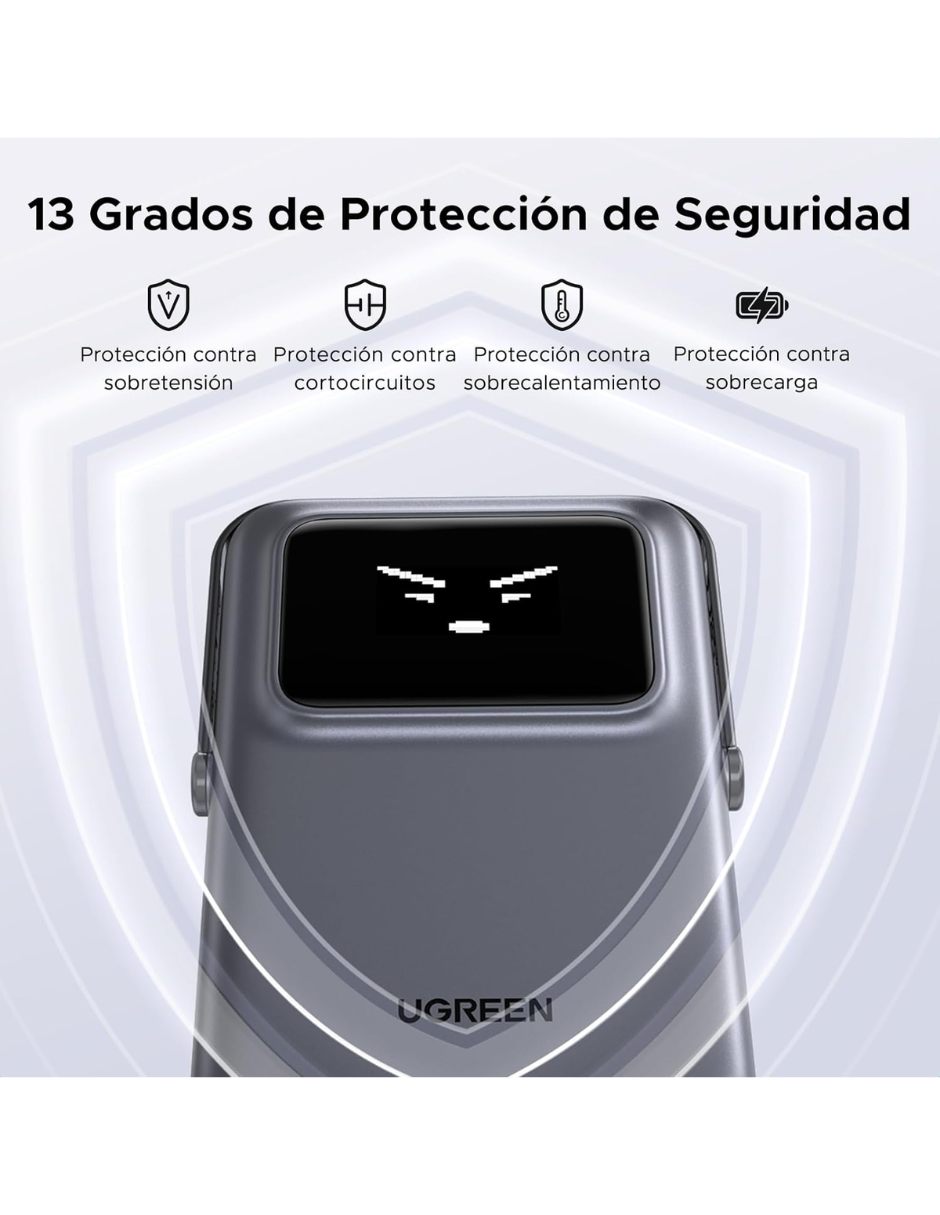 Foto 8 pulgar | Batería Portatil Magsafe 7.5w Mini 10,000mah Ugreen Con Pantalla Tft Gris