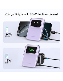 Foto 4 | Batería Portatil Magsafe Mini 5000mah Ugreen 20w Con Pantalla Tft Morado