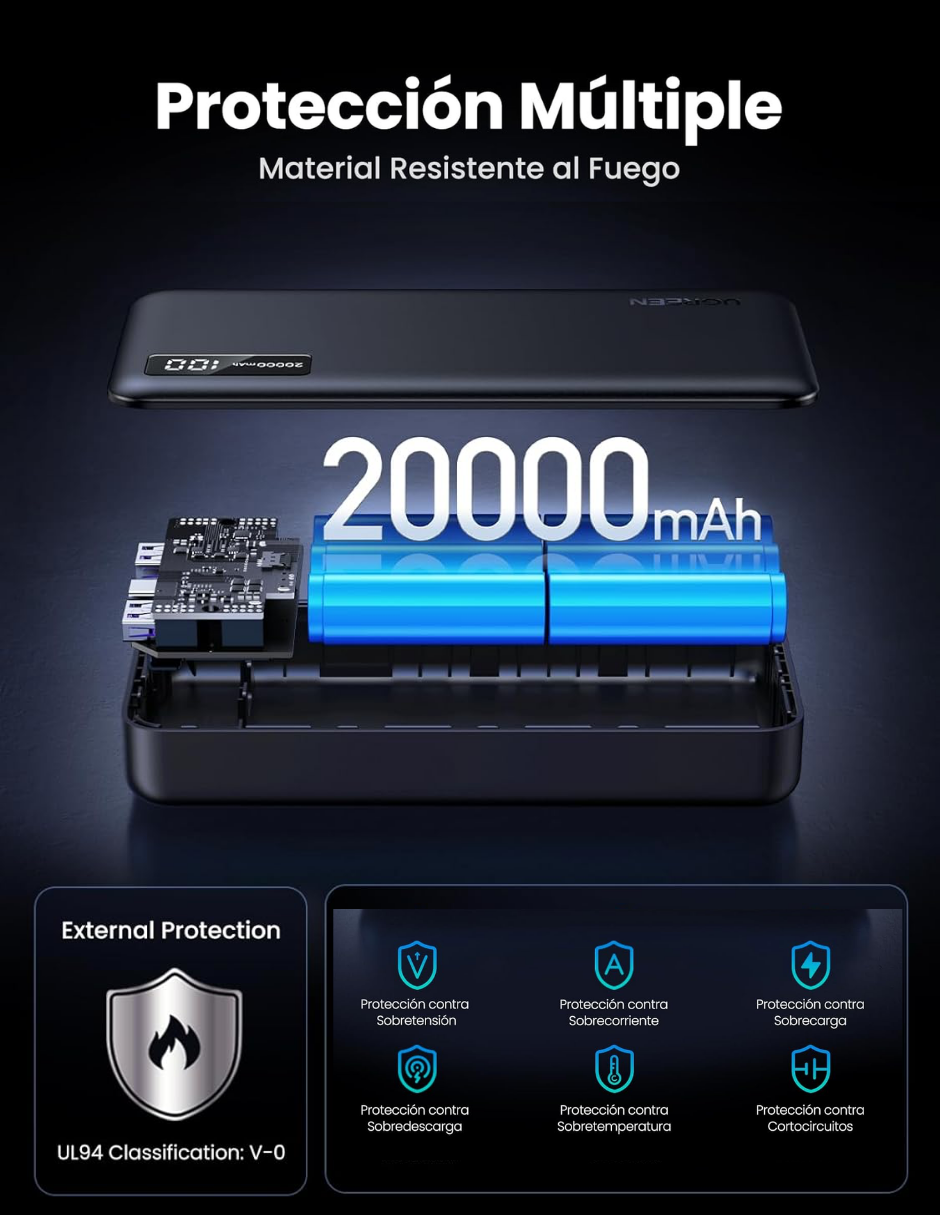 Foto 5 | Batería Portatil 20,000mah Pb312 Ugreen Usb C 20w Pantalla Led Negro