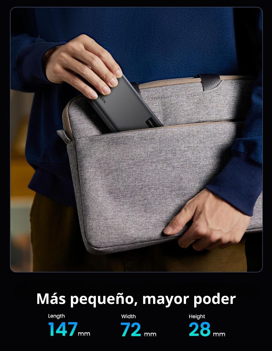 Foto 7 pulgar | Batería Portatil 20,000mah Pb312 Ugreen Usb C 20w Pantalla Led Negro