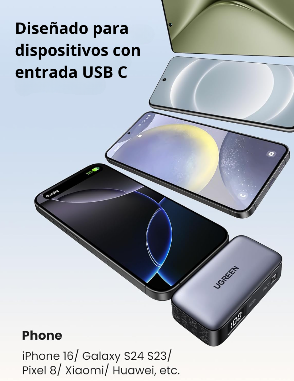 Foto 6 pulgar | Batería Portatil 5000mah Tipo C Ugreen 22.5w Powerbank Con Pantalla Led
