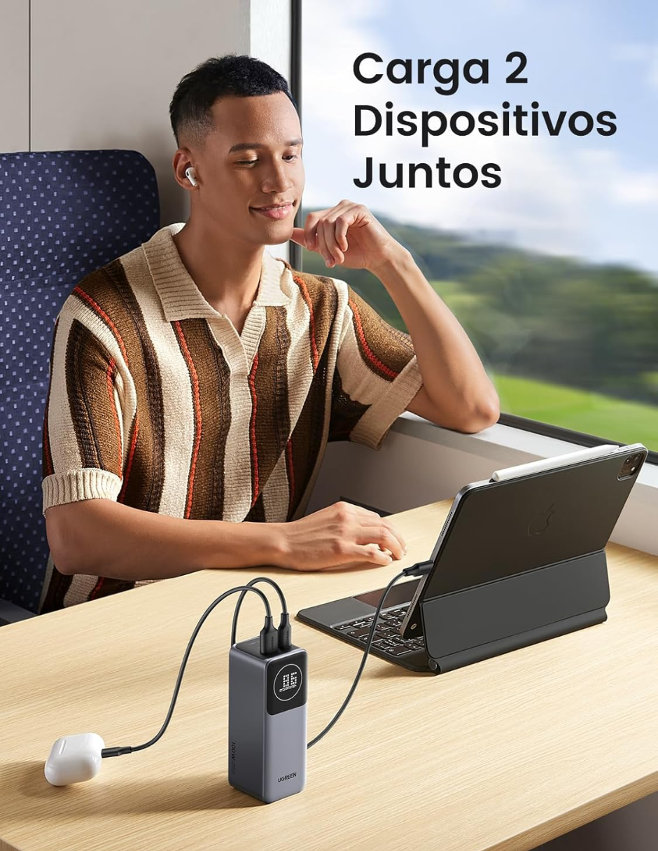 Foto 6 | Batería Portatil Nexode 12,000 Mah Ugreen 100w Pantalla Digital Gris