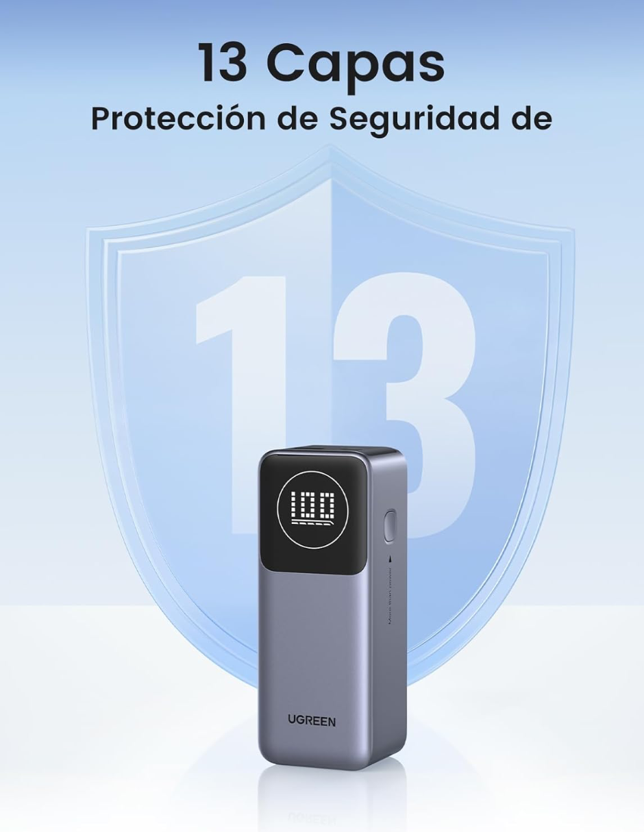 Foto 8 pulgar | Batería Portatil Nexode 12,000 Mah Ugreen 100w Pantalla Digital Gris