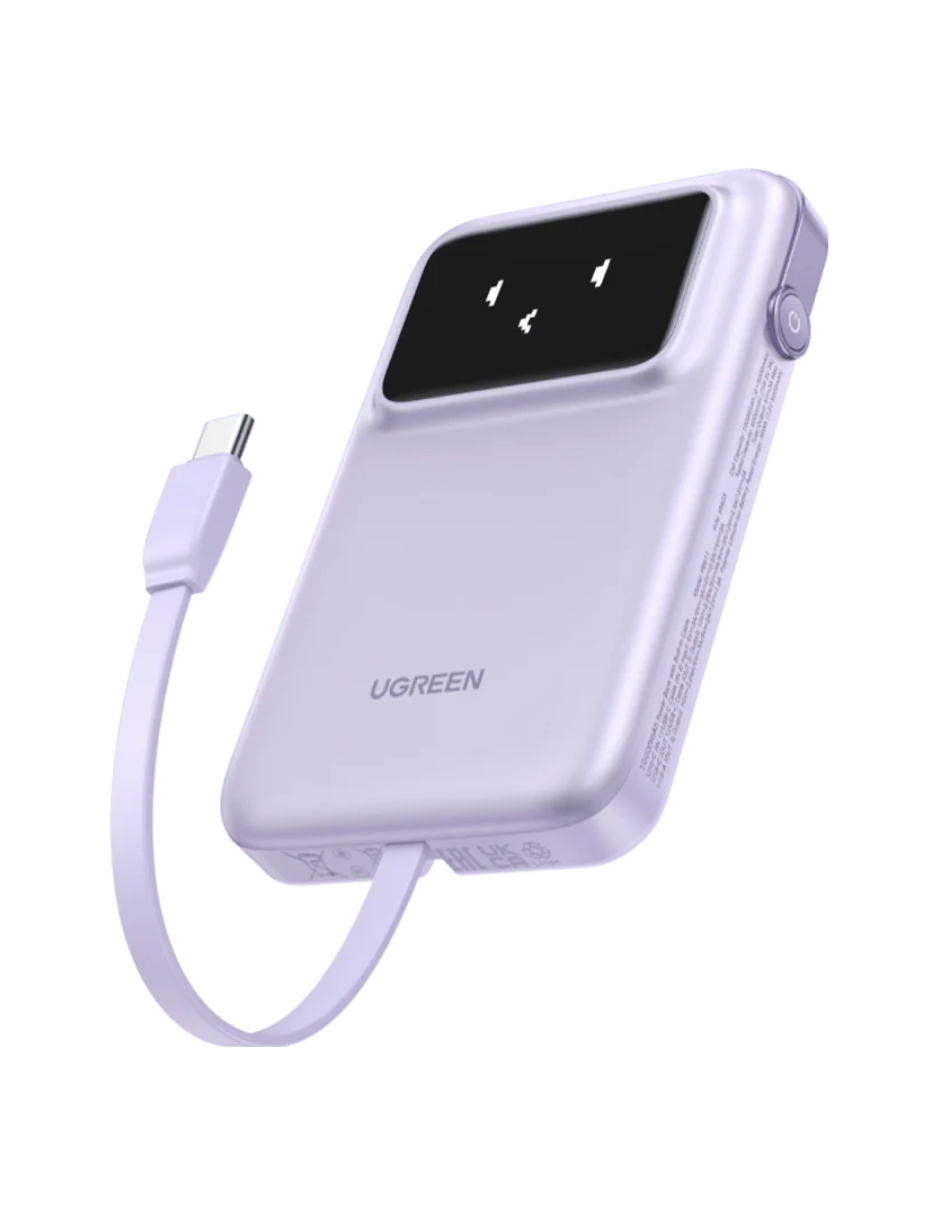 Foto 2 pulgar | Batería Portatil 10,000mah Ugreen Usb C Robot 30w Pantalla Tft Morado