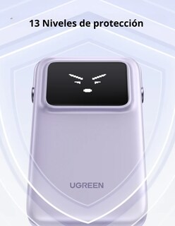 Foto 3 | Batería Portatil 10,000mah Ugreen Usb C Robot 30w Pantalla Tft Morado