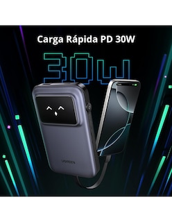 Foto 2 | Batería Portatil 10,000mah Ugreen Usb C Robot 30w Pantalla Tft Gris