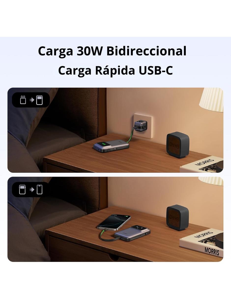 Foto 5 pulgar | Batería Portatil 10,000mah Ugreen Usb C Robot 30w Pantalla Tft Gris
