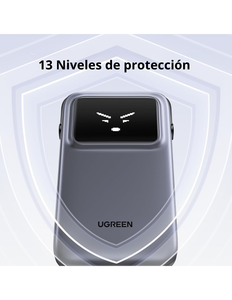 Foto 7 | Batería Portatil 10,000mah Ugreen Usb C Robot 30w Pantalla Tft Gris