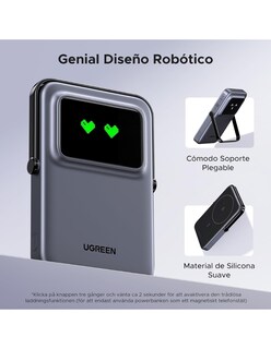 Foto 5 | Batería Portatil Magsafe Mini 5000mah Ugreen 20w Con Pantalla Tft Gris