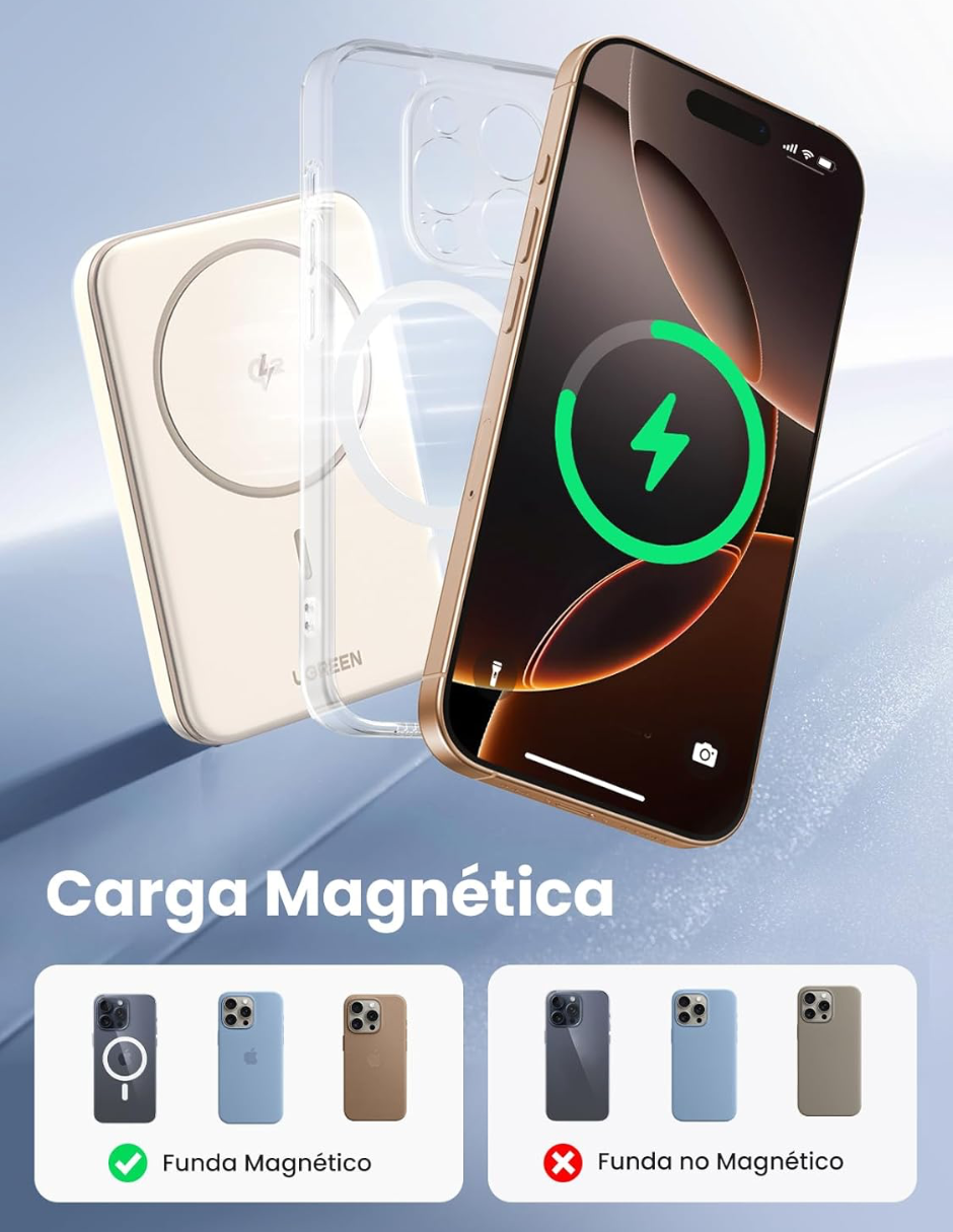Foto 8 | Batería Portatil Magsafe Mini 5000mah Ugreen Usb C 15w Blanco