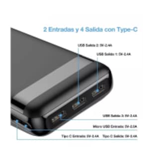Foto 3 | Bateria Portátil 30000mah 4 Salidas Led Eo Safe Imports Esi-6515-1 Negro