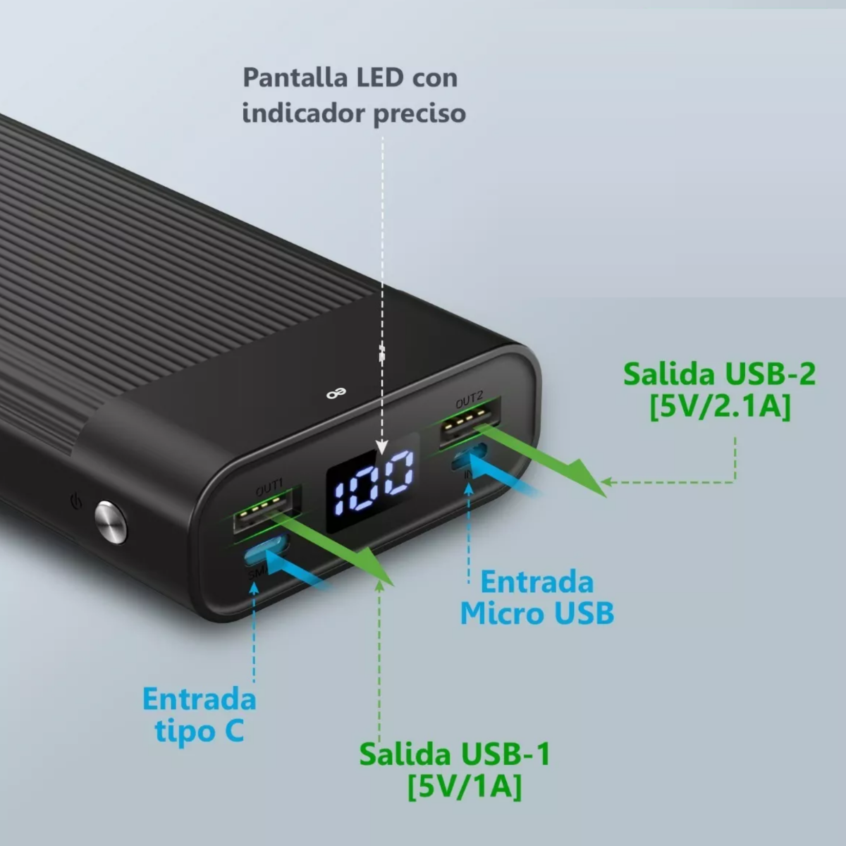 Foto 6 pulgar | Batería Portátil 20000mah 2.1a Carga Rápida Eo Safe Imports Esi-6512-1 Negro