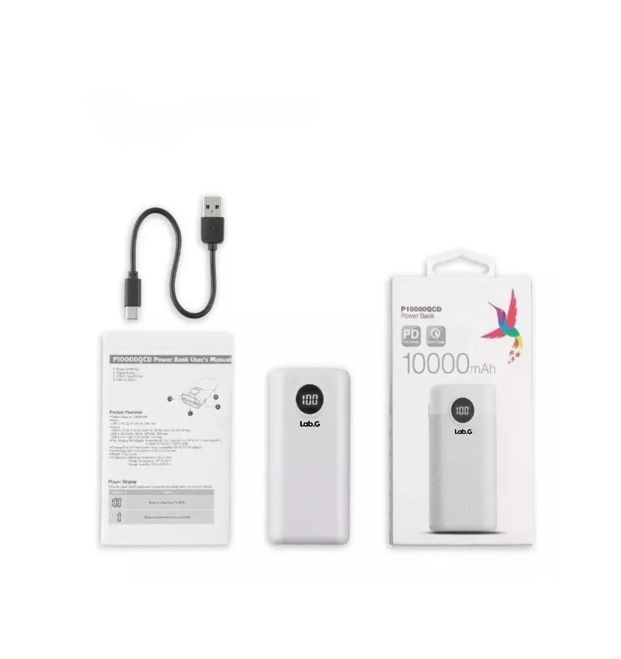 Foto 3 pulgar | Power Bank Pt100 Lab.g Celulares 10000ma Blanco