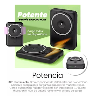 Foto 3 | Power Bank Batería Magnética Portátil 10000 Mah Carga Rápida