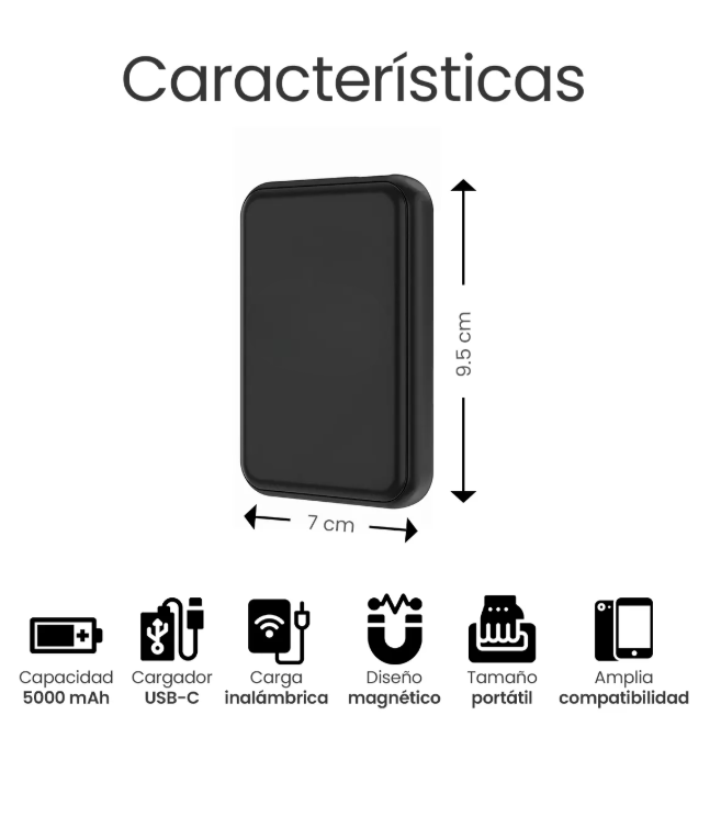 Foto 3 pulgar | Power Bank Batería Magnética Portátil 5000 Mah Carga Rápida