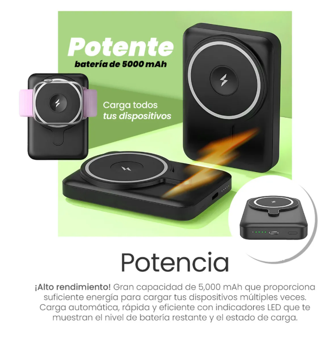 Foto 5 pulgar | Power Bank Batería Magnética Portátil 5000 Mah Carga Rápida