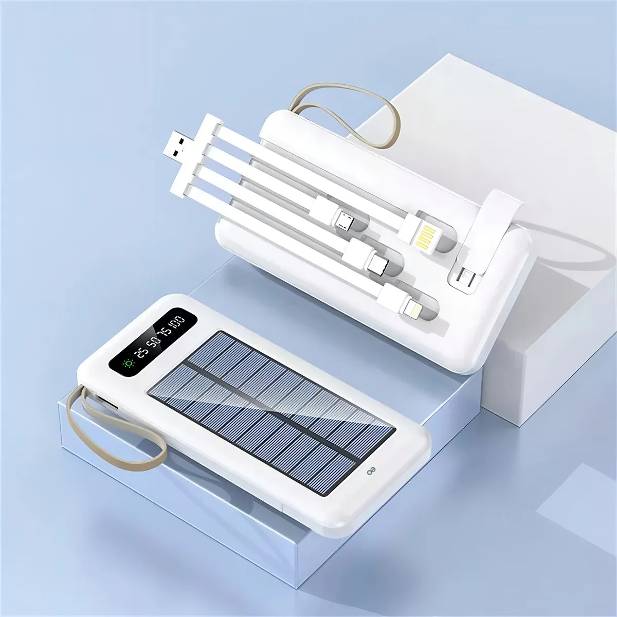 Foto 2 | Banco De Energía Solar Portátil 20000mah 4 Líneas Eo Safe Imports Esi-19123 Color Blanco