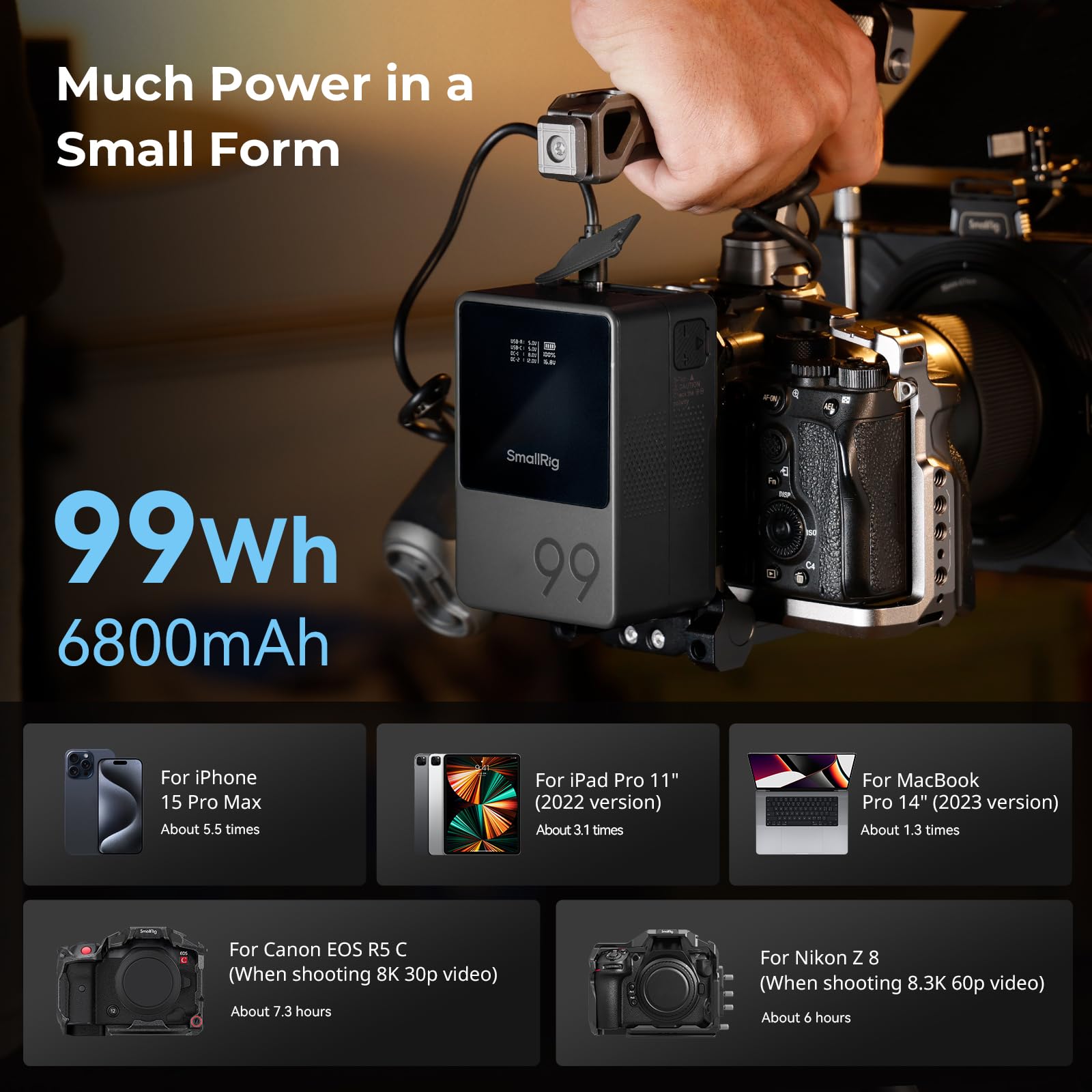 Foto 8 pulgar | Batería V-mount Smallrig Vb99 99 Wh/6800 Mah Con Pd Usb-c De 100 W - Venta Internacional.