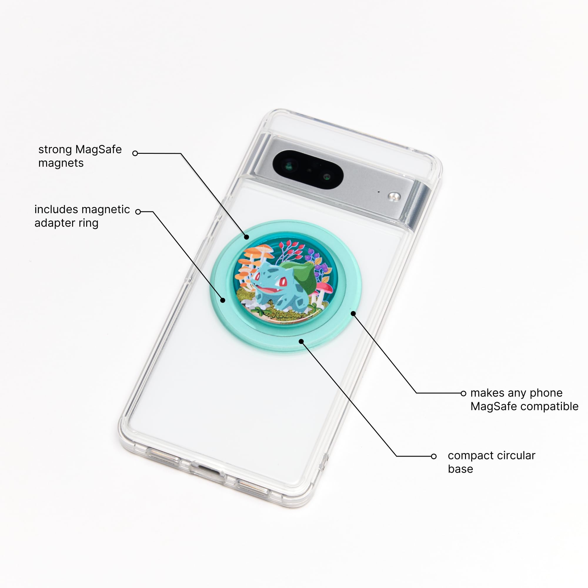 Foto 3 pulgar | Phone Grip Popsockets Compatibles Con Magsafe Pokemon Bulbasaur - Venta Internacional.