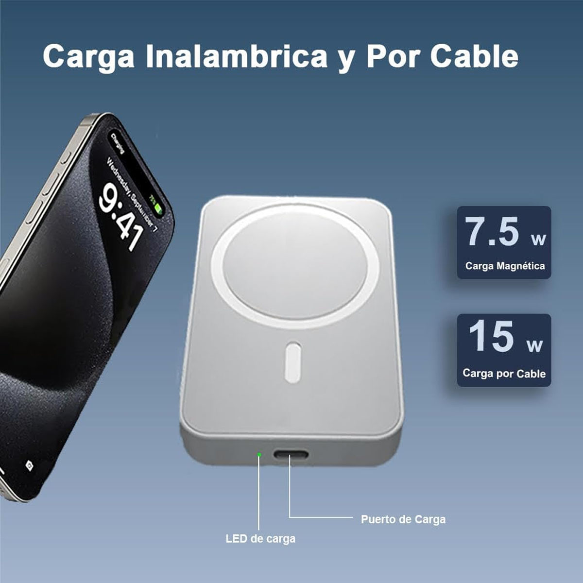 Foto 5 pulgar | Power Bank Magnético Inalámbrico – Compacto, Elegante Y Potente (color Blanco)