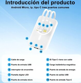 Foto 2 | Xtellar Power Bank Magnético Portátil De Alta Capacidad, 20000mah, Con 3 Cables Universales