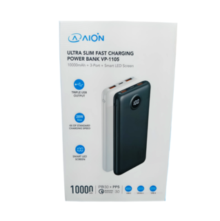 Foto 1 | Power Bank Aion Vp-1105 Ultra Black Slim 10000mah Tipo C - Usb Vp-1105
