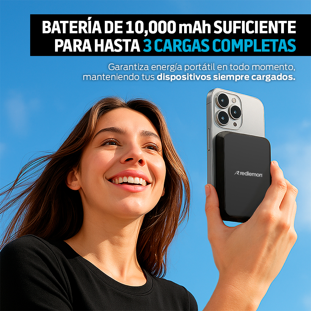 Foto 4 pulgar | Power Bank Inalámbrico Magnético De 10 000 Mah Carga Rápida  Color Negro