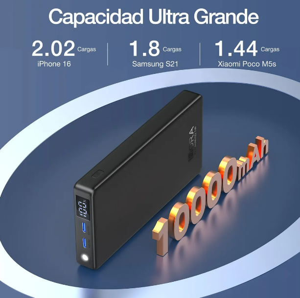 Foto 4 | Xtellar Power Bank Ultraligero De 10000mah 22.5w Carga Rápida Con Pantalla Led Inteligente
