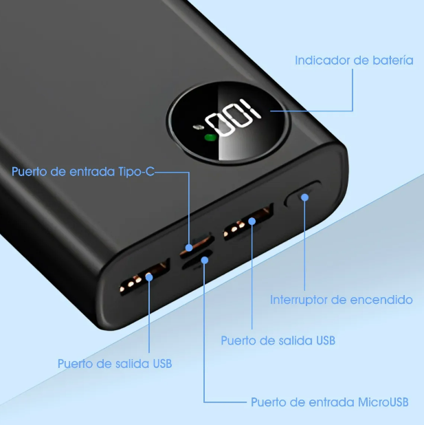 Foto 4 pulgar | Xtellar Super Power Bank Portátil 30000mah Con Carga Ultra Rápida 22.5w