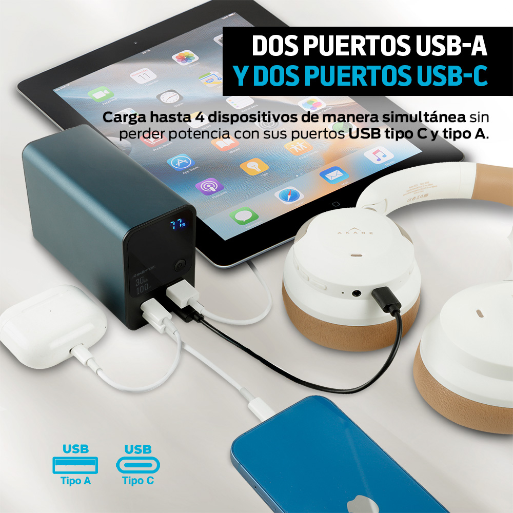 Foto 3 | Power Bank De 30 000 Mah Y 100 W Carga Extra Rápida 2 Usb-c Y 2 Usb  Color Verde