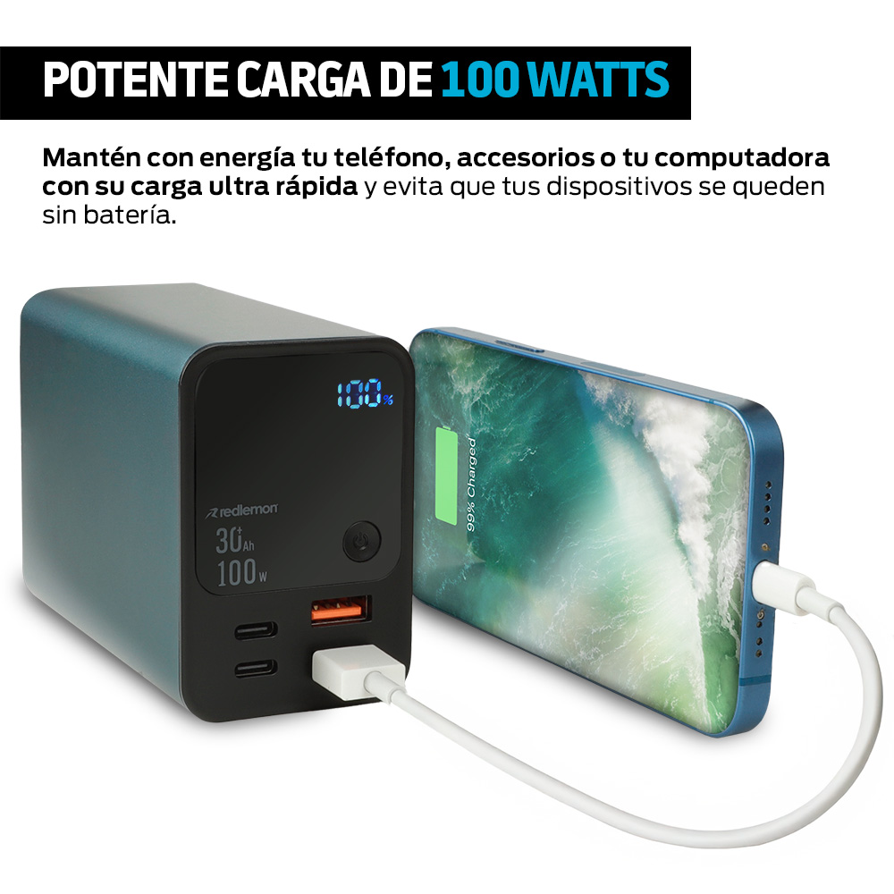 Foto 5 pulgar | Power Bank De 30 000 Mah Y 100 W Carga Extra Rápida 2 Usb-c Y 2 Usb  Color Verde