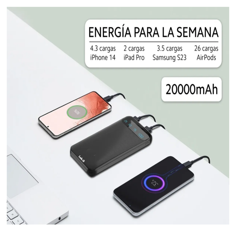 Foto 5 pulgar | Batería Portátil Power 20000 Mah Lab.g   Blanco