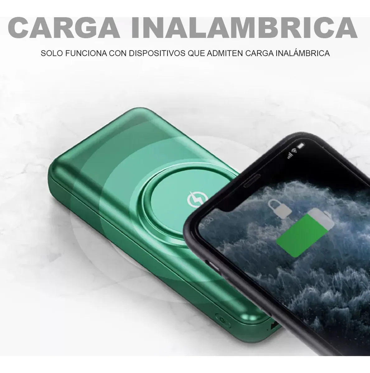Foto 5 pulgar | Power Bank 20000 Mah Verde Con Carga Inalámbrica  4 Cables Y Pantalla Led