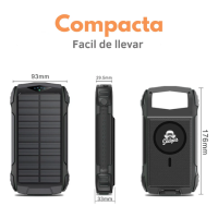 Foto 3 | Power Bank Bateria Solar 20 000mah Carga Inalámbrica  Color Negro  Compacta  Fácil De Transportar