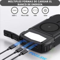 Foto 5 | Power Bank Bateria Solar 20 000mah Carga Inalámbrica  Color Negro  Compacta  Fácil De Transportar