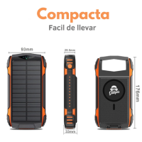 Foto 4 pulgar | Power Bank Bateria Solar 20 000mah Carga Inalámbrica Y Linterna Led  Compacta  Portátil  Resistente.
