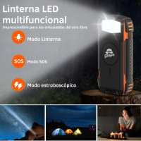 Foto 7 pulgar | Power Bank Bateria Solar 20 000mah Carga Inalámbrica Y Linterna Led  Compacta  Portátil  Resistente.