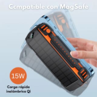 Foto 7 | Power Bank Bateria Solar 20 000mah Carga Inalámbrica Y Linterna Led Compacta Portátil Resistente.
