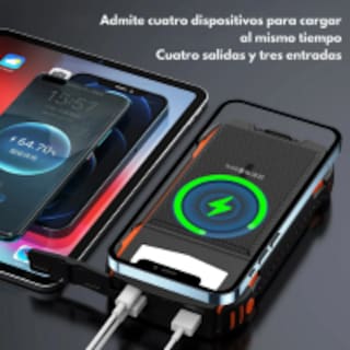 Foto 8 | Power Bank Bateria Solar 20 000mah Carga Inalámbrica Y Linterna Led Compacta Portátil Resistente.
