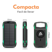Foto 4 pulgar | Power Bank Bateria Solar 20 000mah Carga Inalámbrica Y Linterna Led  Compacta  Portátil  Resistente