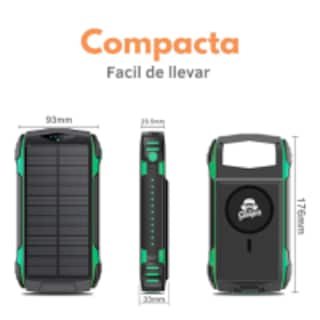 Foto 3 | Power Bank Bateria Solar 20 000mah Carga Inalámbrica Y Linterna Led Compacta Portátil Resistente
