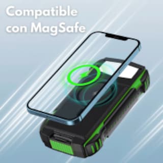 Foto 7 | Power Bank Bateria Solar 20 000mah Carga Inalámbrica Y Linterna Led Compacta Portátil Resistente
