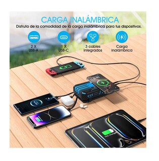 Foto 5 | Power Bank Solar Portátil 36800 Mah Batería Carga Inalámbrica Negra Azul