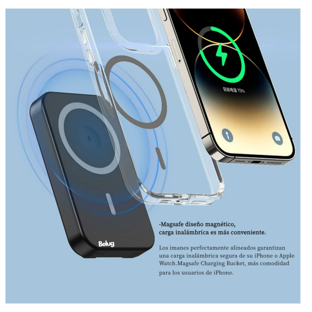 Foto 4 pulgar | ''power Bank 10000mah Batería Portátil Belug Para Iphone Negra ''