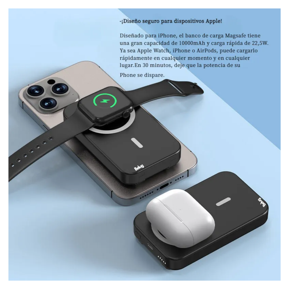 Foto 4 | ''power Bank 10000mah Batería Portátil Belug Para Iphone Negra ''